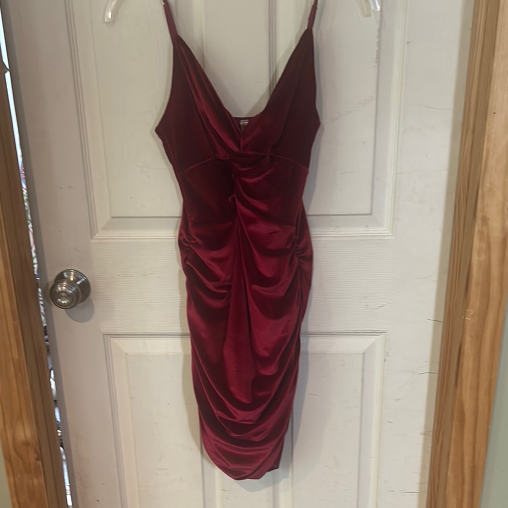 Lucy in the Sky Red Ruched Bodycon Mini Dress